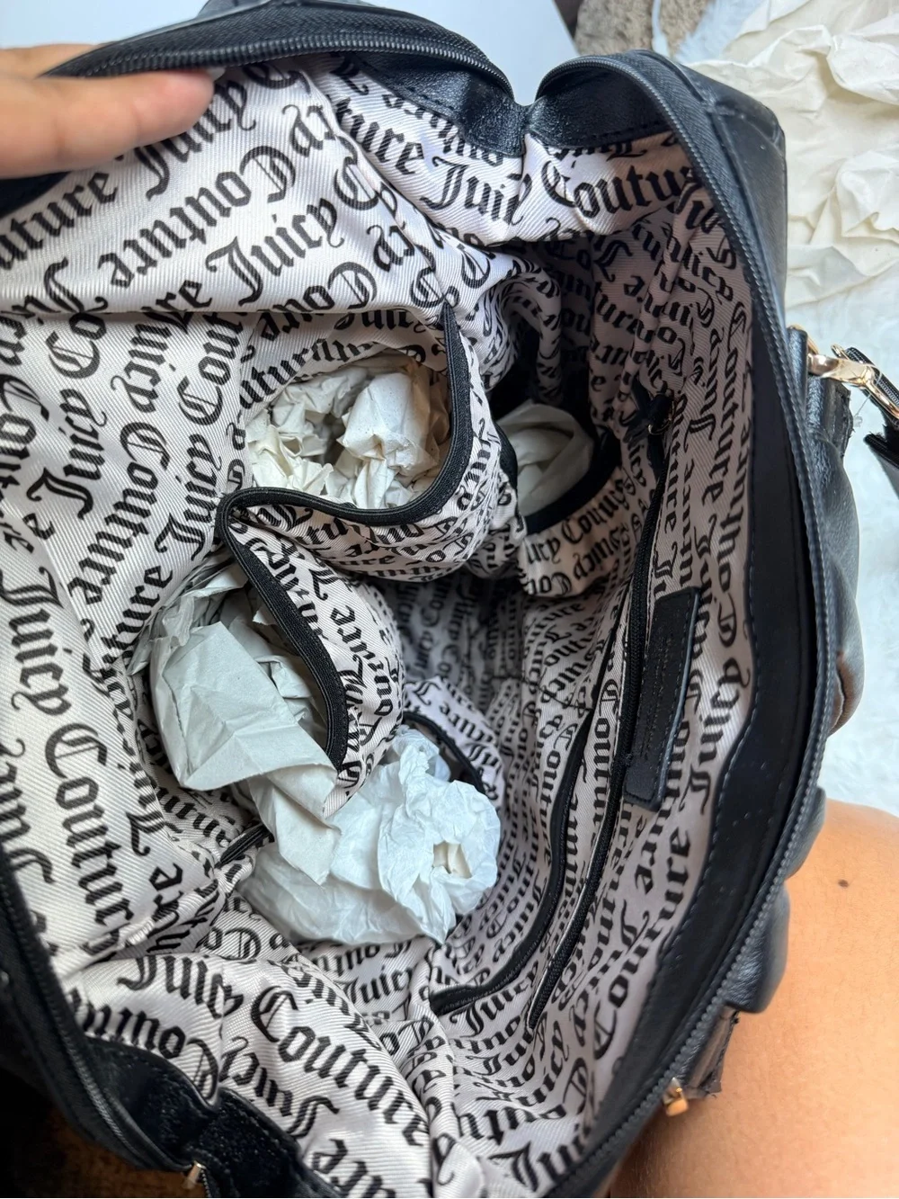Juicy Couture Black Embossed Logo Backpack